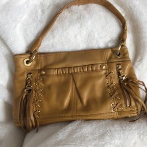 B Makowsky Soft Tan Pebble Leather Hobo Bag